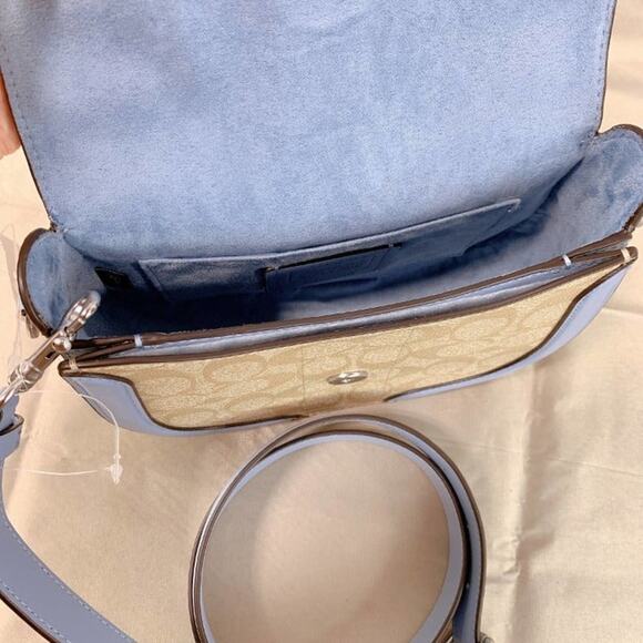 Coach C2806 Georgie Saddle Bag In Signature Canvas In Light Khaki/Marble Blue - Picture 4 of 5